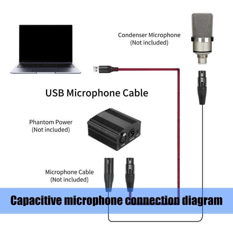 Professional USB A Male to 3Pin Female Connection Cable Portable Studio Recording Line for Dynamic Microphones