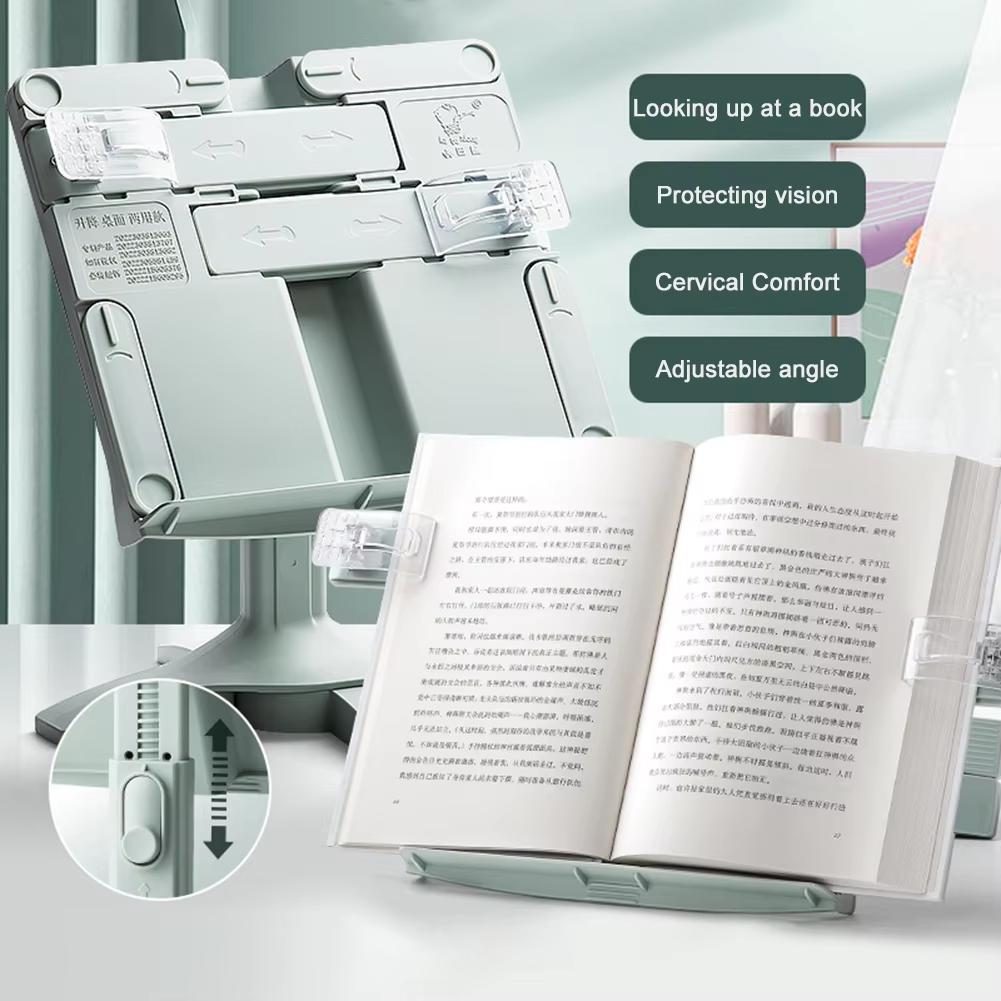 Ergonomic Adjustable Reading Stand - Lightweight, 2-in-1 Desktop Book&Laptop Holder with Height Options for Comfortable Viewing