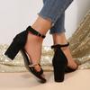Fashion New Sandals Temperament Versatile Summer Round Toe Metal Thin Strap Bag Heel Non-slip One-line High Heels
