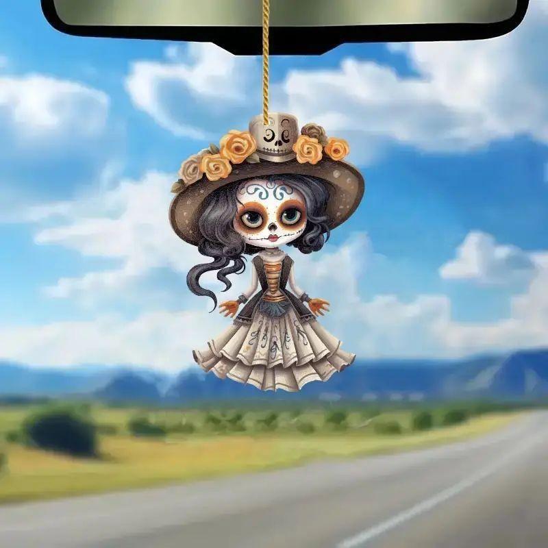 Halloween Terrifying Painted Girl Acrylic Flat Surface Pendant For Decor