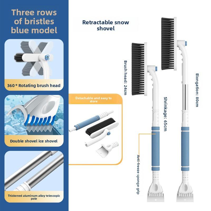Car Multi-functional Snow Removal Shovel Retractable Aluminum Alloy Car Snow Removal Shovel Ice Defrost Shovel Snow Scraper