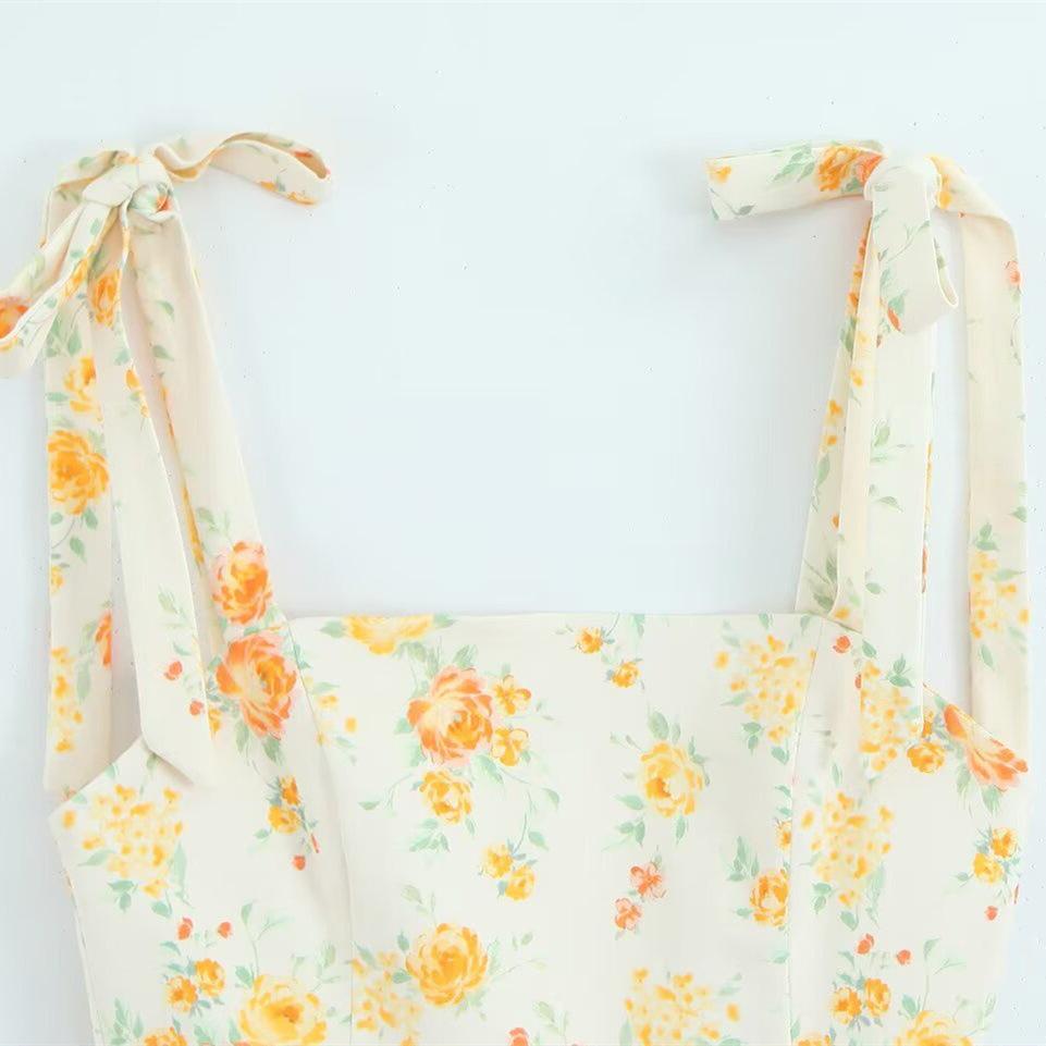 TAOP&ZA Summer Women's Elegant Bow Print Sleeveless Dress