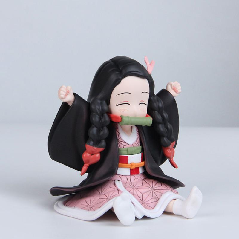 11cm Anime Demon Slayer Kamado Nezuko Figures Sitting Posture Model Desktop Decoration Ornament Statue Toys Gifts Collectible