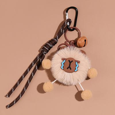 Chaveiro de Pelúcia Capivara Kawaii Boneco Desenho Animado Fofo Porta-Chaves de Corda Trançada Criativa Pingente Adorável para Mochila Presentes para Casais