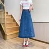 Damen Retro High-Waist A-Linien Denimrock - Mittellang, Große Größen, Weite Auslage für Frühling & Herbst 2026