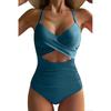 One Piece Women Set Swimsuit Print  Backless Puch Up Solid Sexy Women's Swimwear Bandage Ruched Female Bathing Suit Beachwear
