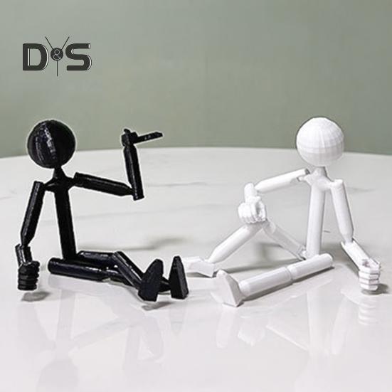 Stickman Ornament Multi-Purpose Action Figure Decor Mysterious Design Stress Relief Toy with Fully Poseable Robot