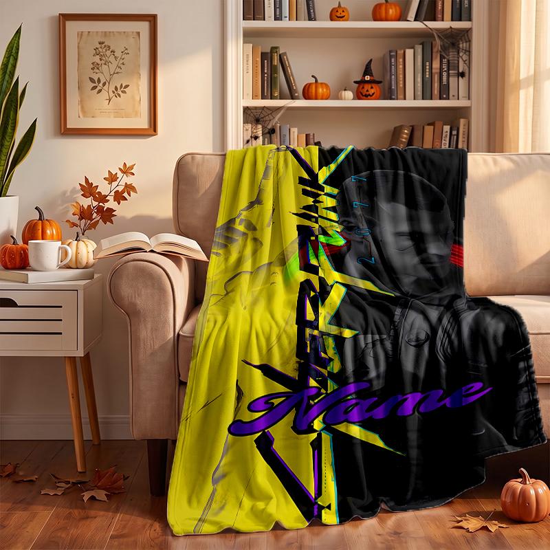 Cyberpunk Custom Flannel Blankets Soft Warm Cozy Throws for Home Decor Holiday Gifts