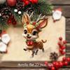Christmas New Cute Deer Holiday Decoration Acrylic Flat Car Interior Rearview Mirror Decoration Pendant