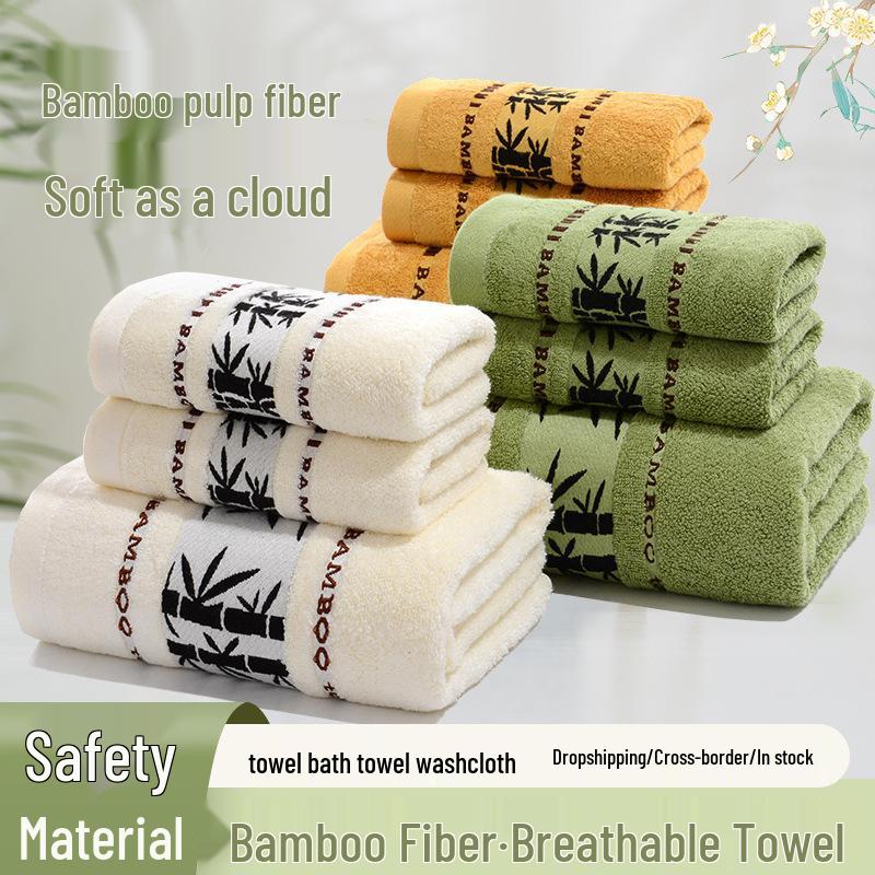 Absorbent Bamboo Fiber Washcloths - Pure Cotton Face & Bath Towels with Embroidered Logo