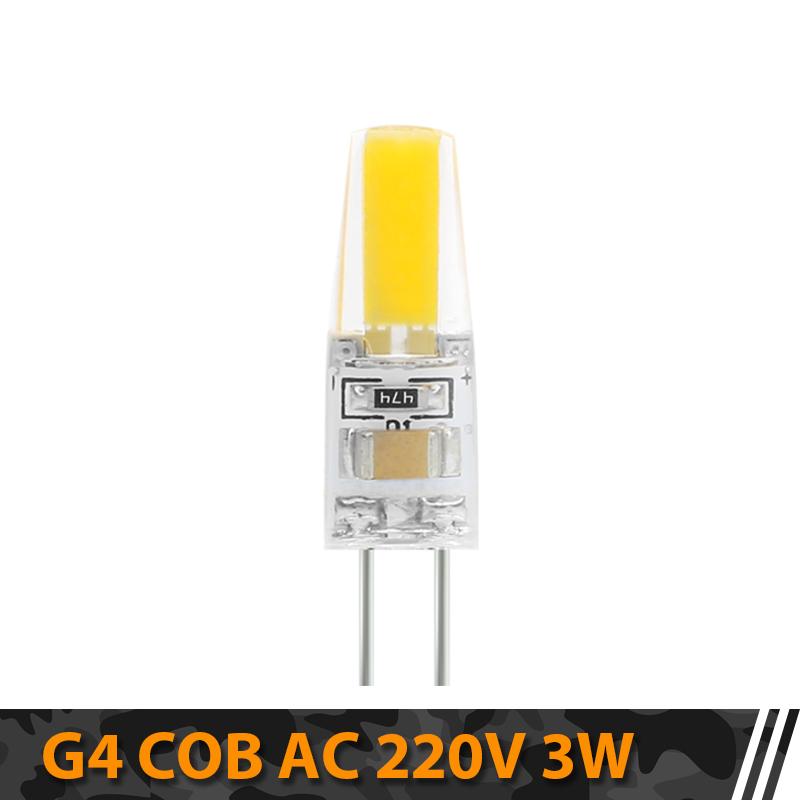 10pcs/lot COB LED G4 AC DC 12V 220V 3W 6W Light Bulb Dimmable Mini LED Lamp Spotlight Chandelier Lighting Replace Halogen Lamps