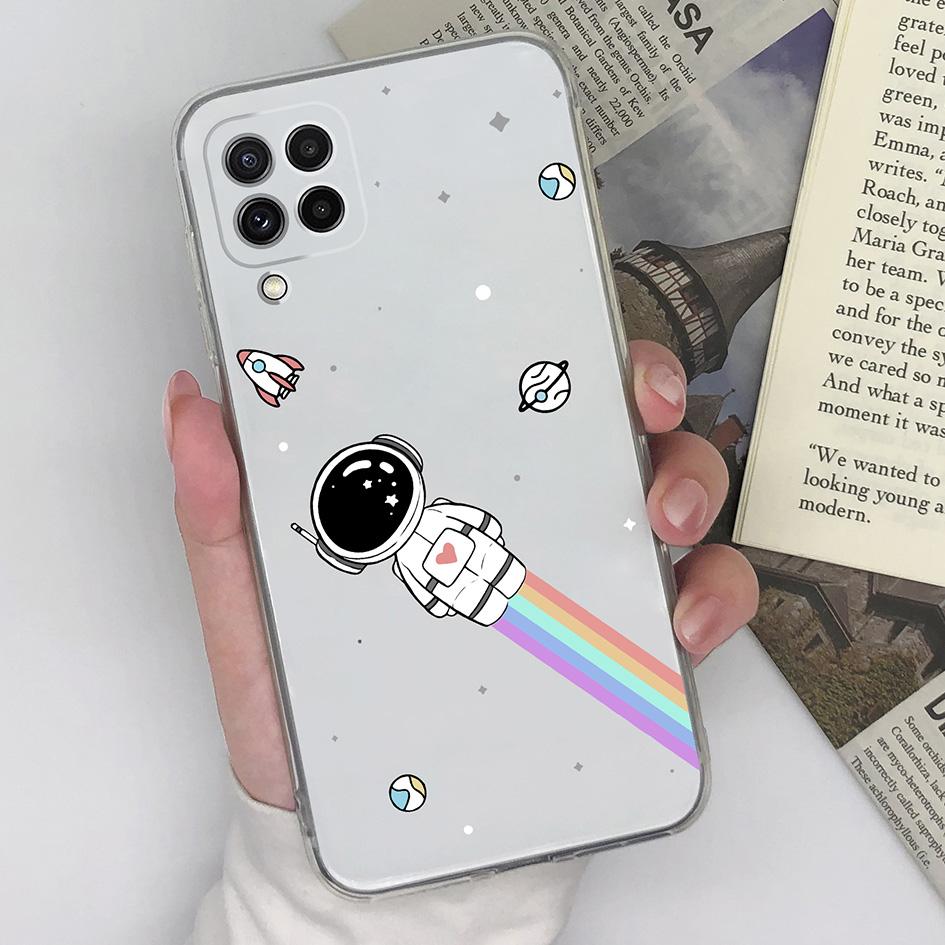 Phone Case For Samsung Galaxy A22 4G 5G Cover Silicone Transparent Fashion Love Heart Butterfly Protective For Samsung A 22 Capa