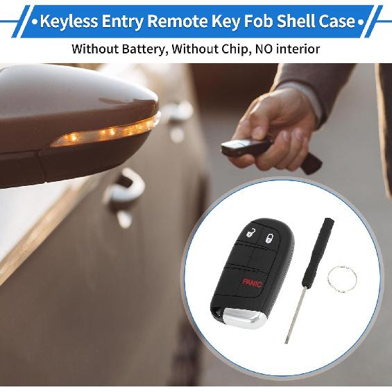 

Key Shell Case for Dodge Charger 2011-2018 for Dodge Journey 2011-2018 Keyless Entry Remote Key Fob Replacement Case 3 Button M3N-40821302