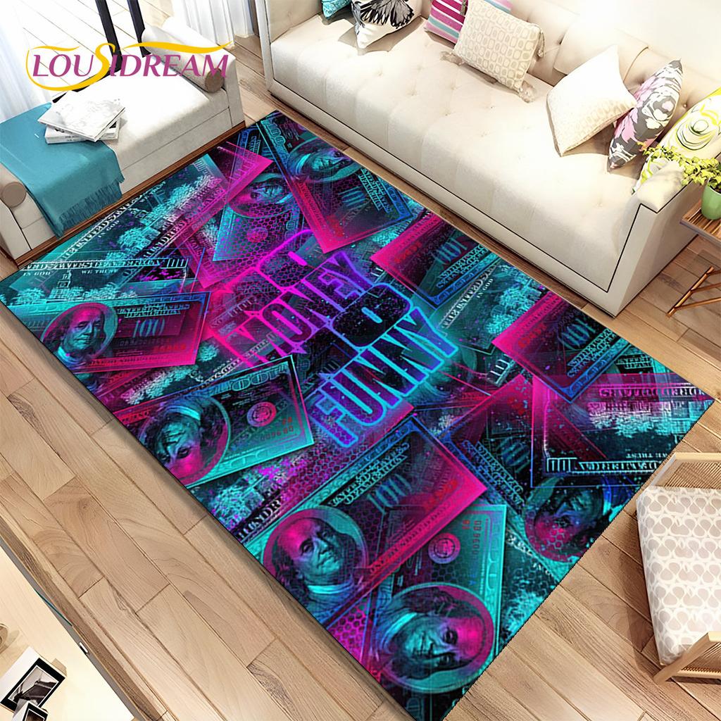 3D Illusion Dollar Euro Money Pattern Area Rug,Carpet Rug for Home Living Room Bedroom Sofa Doormat Decor,kid Non-slip Floor Mat