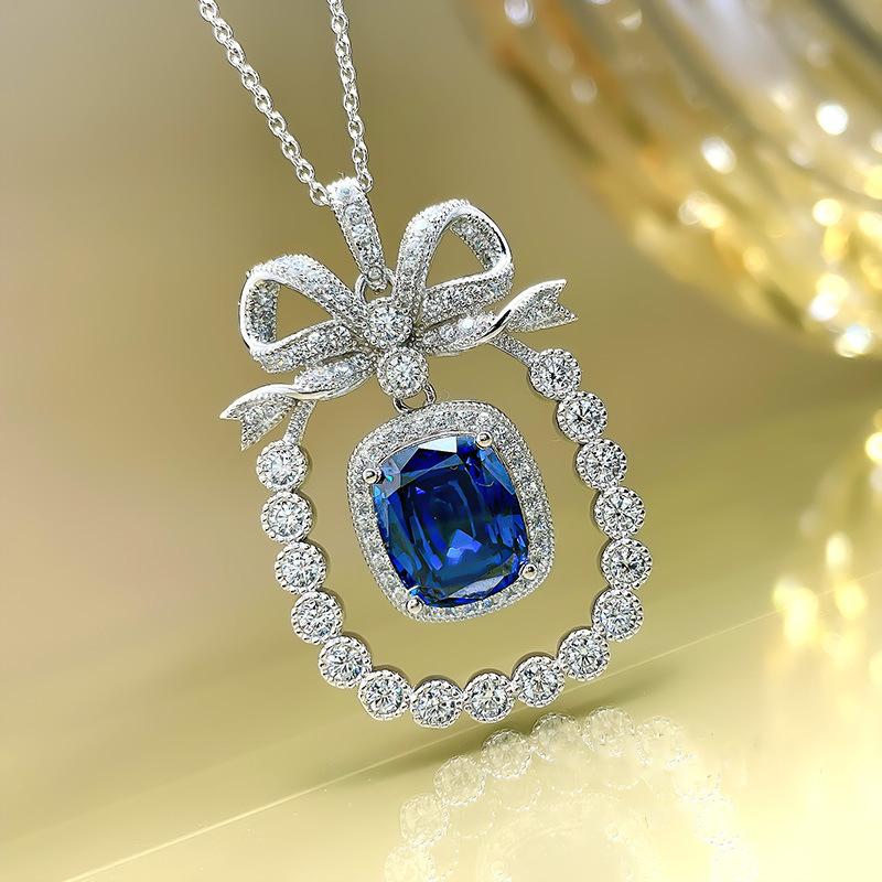 

BELLA BOX Тяжелая промышленность искусственный Шри-Ланкийский синий ожерелье кулон бабочка фея голубь кроваво-красный ошейник цепь женский Single pendant [without chain] синий