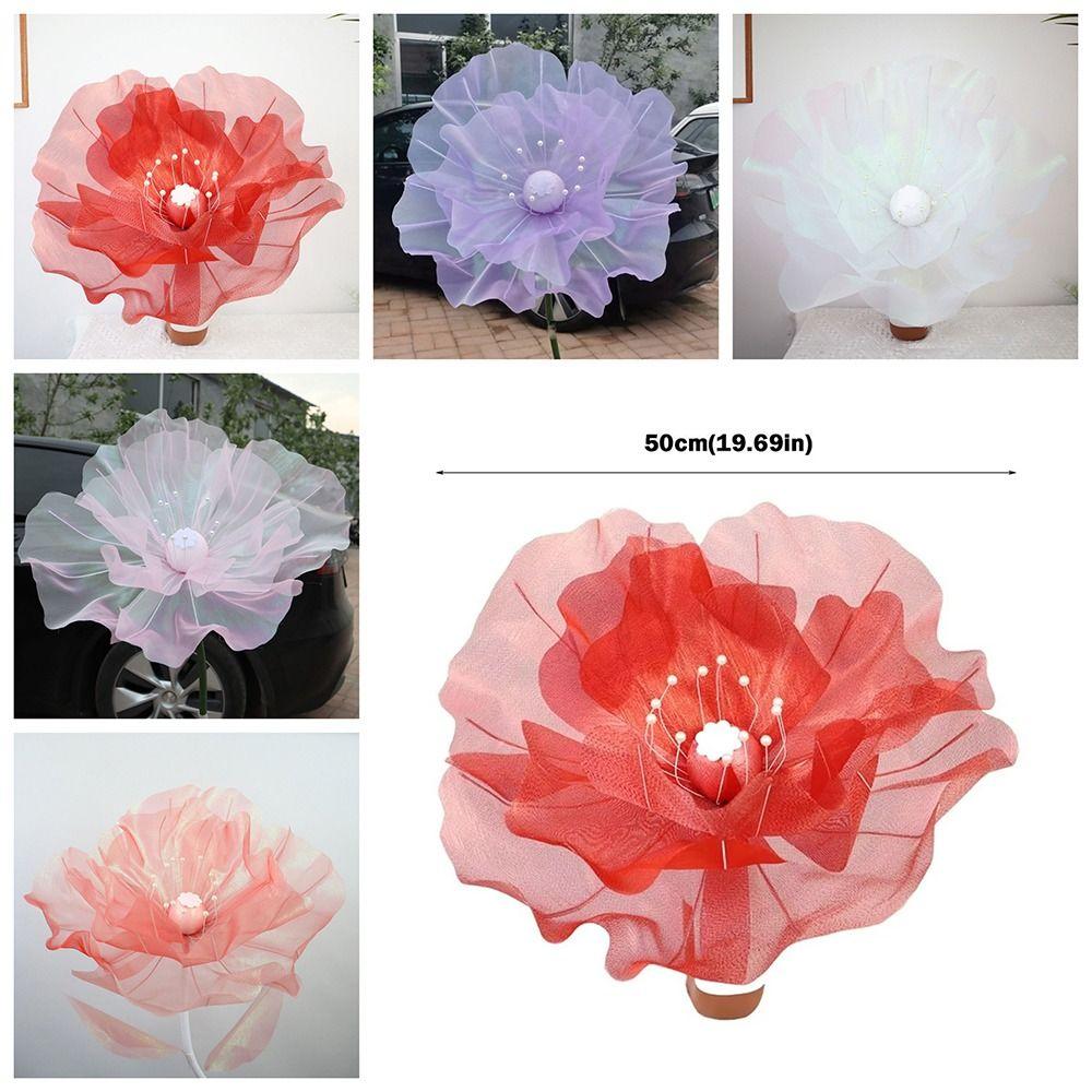 Simulation 3D Gauze Artificial Flower 50cm Big Giant Mesh Flower Hollow Silk Flower  Window Display