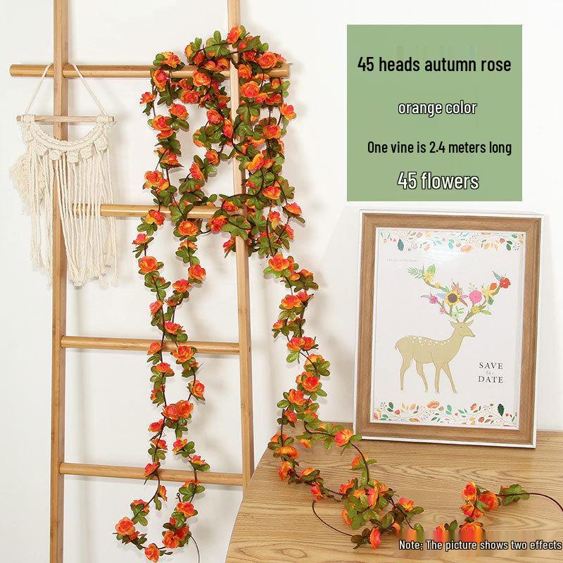 Two-Color Peony Rose Vine with 45 Heads for Air Conditioner Concealment and Soft Decoration