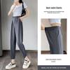 Women's High Waist Gray Wide Leg Pants - Petite Loose Fit 2025