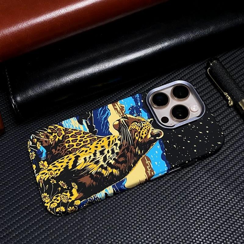 

Animal Print Magnetic Case For iPhone 16 15 14 Pro 13 Pro Max N52 Strong Magnetic Adsorption Cover New Arrival Lion iPhone 16 Pro Max