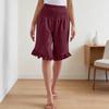 Damen Farbige Hohe Taille Plissierte Baumwolle Leinen Lockere Freizeitshorts