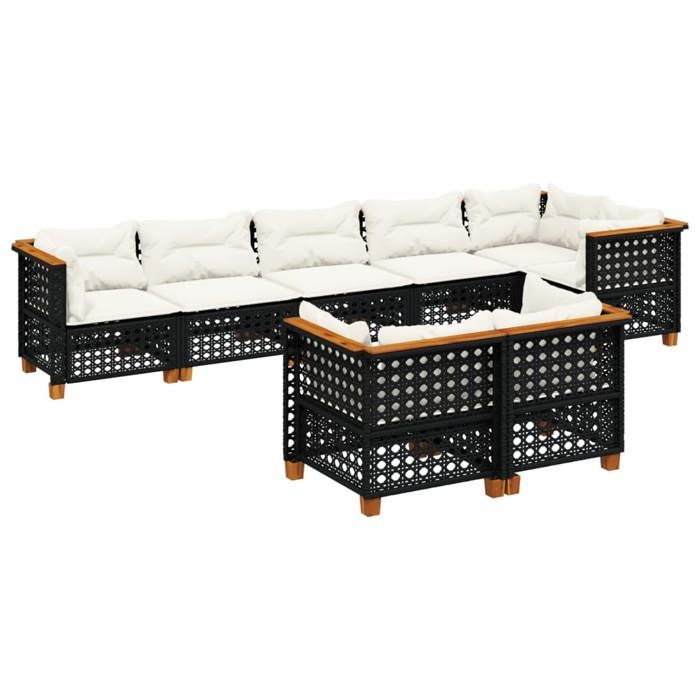 VidaXL Garden Lounge Set 8 Pcs with Cushions Black Braided Resin 3261890
