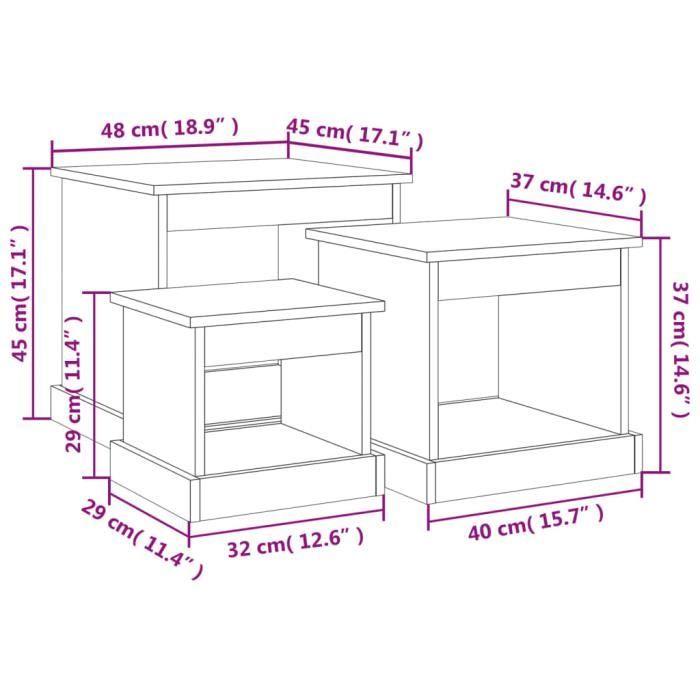 VidaXL Nesting Tables 3 Pcs Sonoma Grey Engineered Wood 816494
