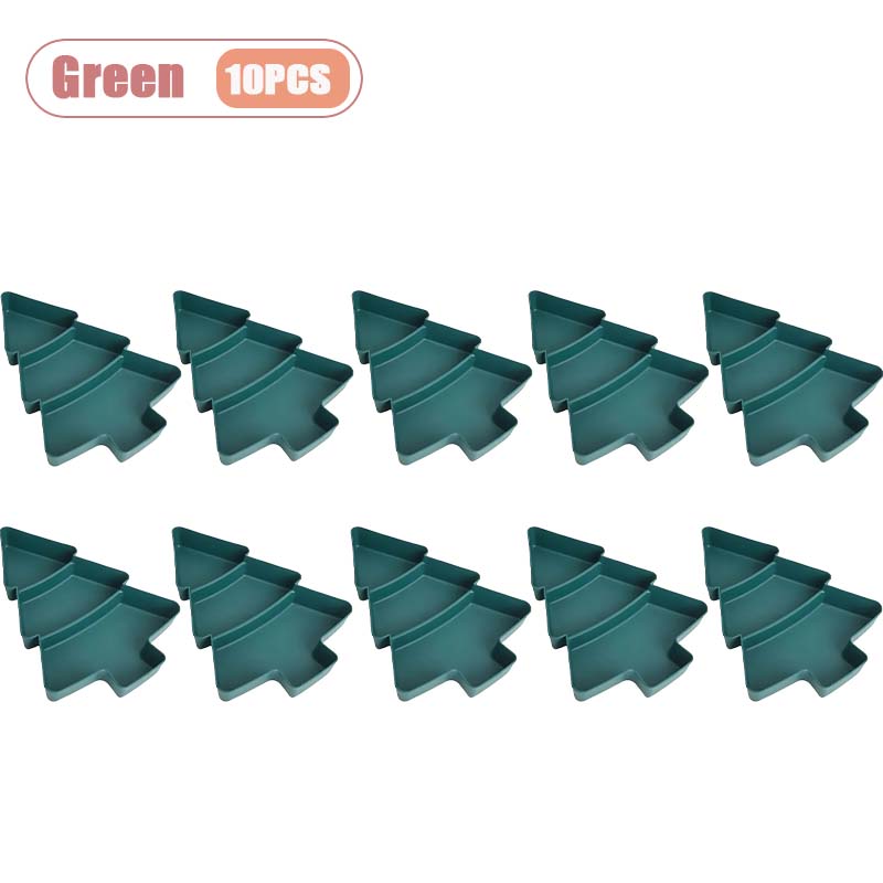 1-10PCS Plastic Divided Fruit Tray Christmas Tree Candy Dish Snack Plate Decorative Compartment Serving Tray for Living Room