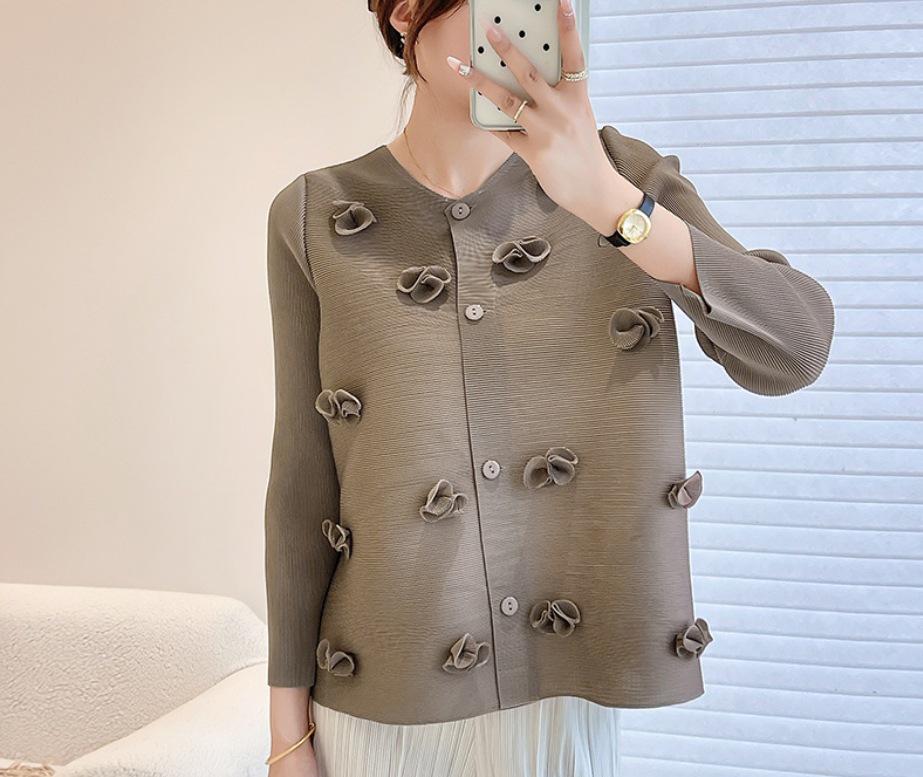 

Кардиган осенний плиссированный с цветочным принтом Miyake - Приталенный, универсальный, дизайн высокого класса One Size