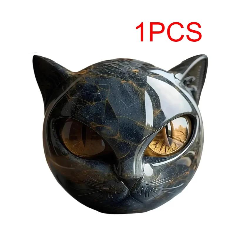 

Black Cat Stone Look Figurine, Marble Texture Resin Cat Head Statue, Healing Style Desk Decor for Office Home, Cat Lover Gift