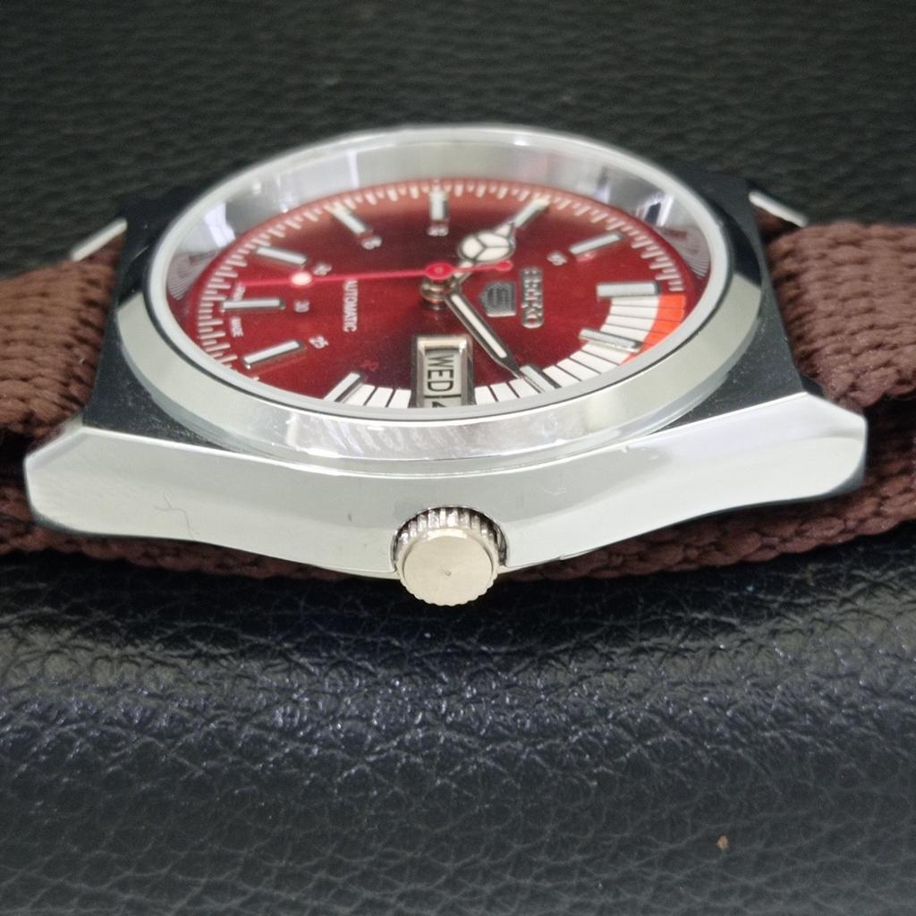 JAPAN VINTAGE REFURBISHED SEIKO 5 AUTOMATIC 6309A MENS RED DIAL WATCH a440911-4