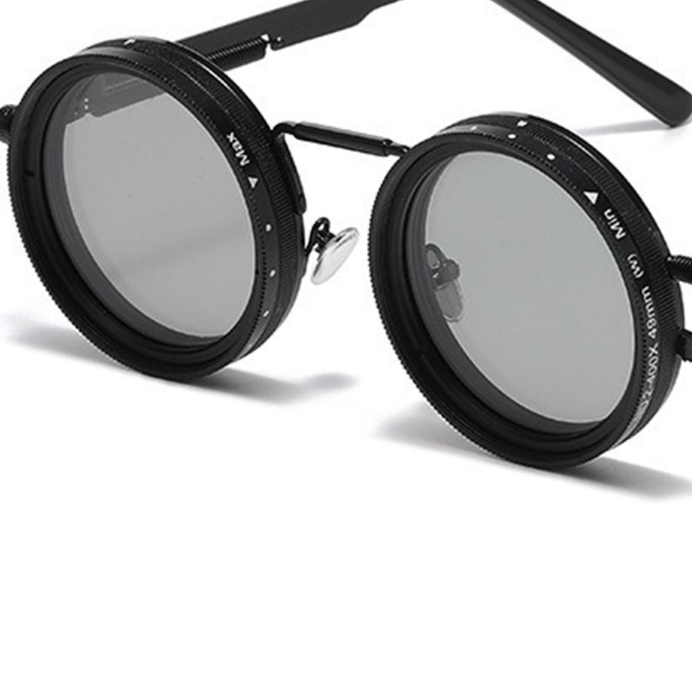 Męskie i Damskie Retro Punkowe Outdoorowe ND9 Regulowane Spolaryzowane Okrągłe Okulary Przeciwsłoneczne Gogle Wędkarskie Outdoorowy Przeciwsłoneczny Filtr UV400