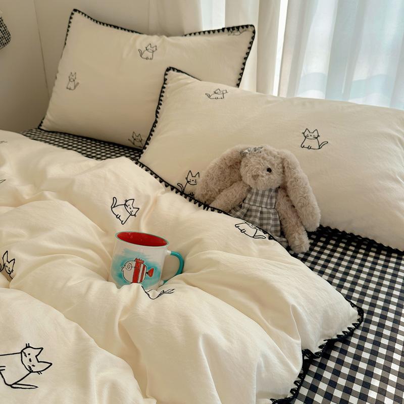 Class A Bed, Pure Cotton Cotton Embroidered Quilt Cover, Bed Sheet Quilt Cover, Student Dormitory
