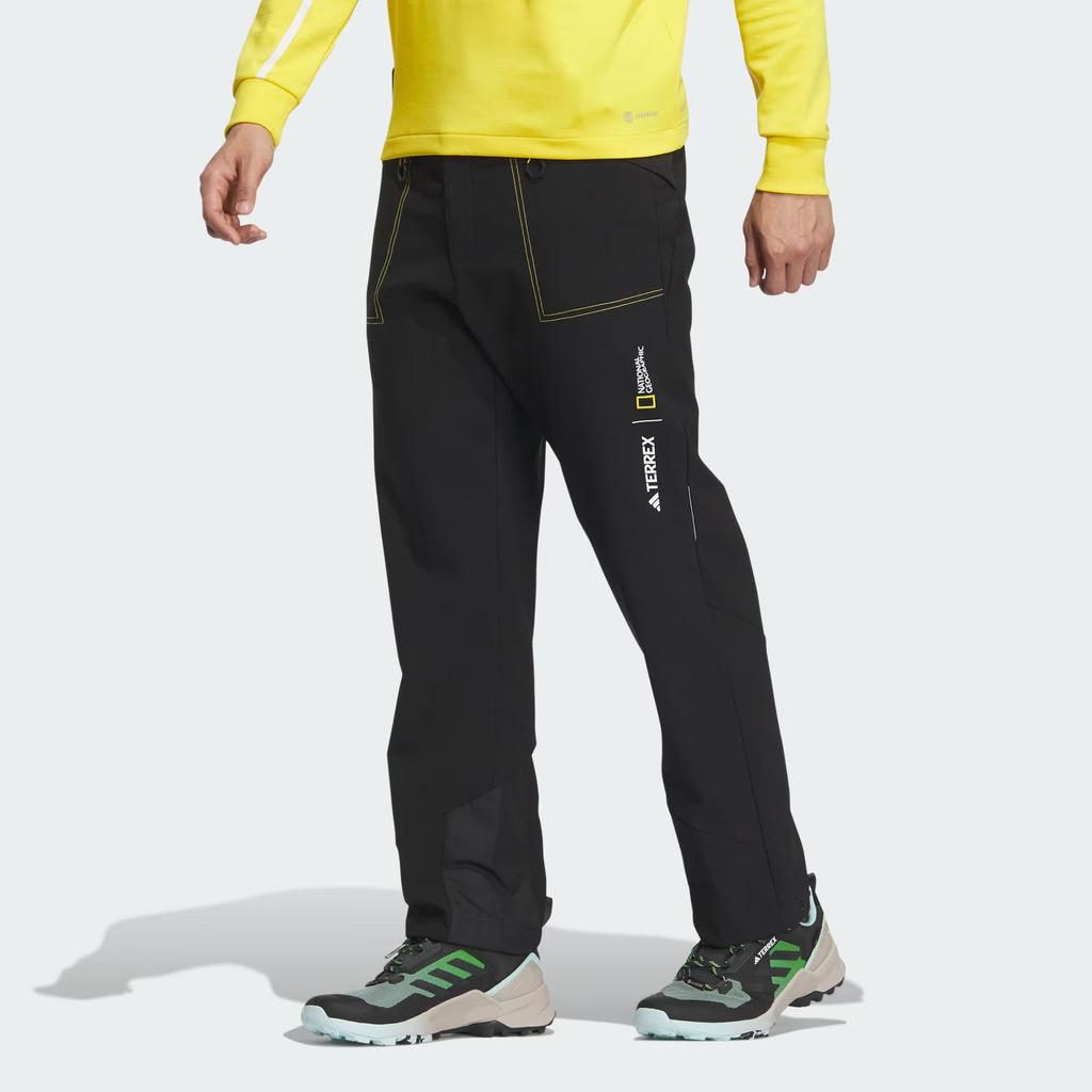 adidas X National Geographic Collaboration Soft Shell Letter Print Outdoor Sports Pants Men Pants Black IL8989