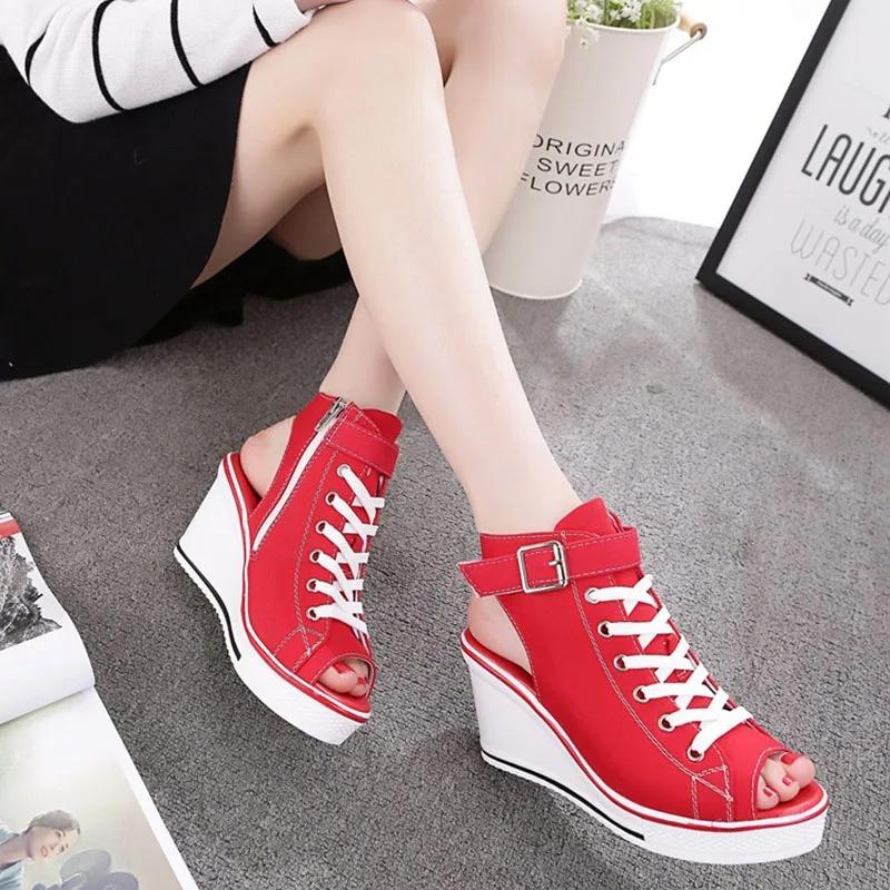 Women Sandals Lady Platform Wedges Sandals Zipper Comfortable Women's Toe Casual Summer Sports Shoes Sandalias