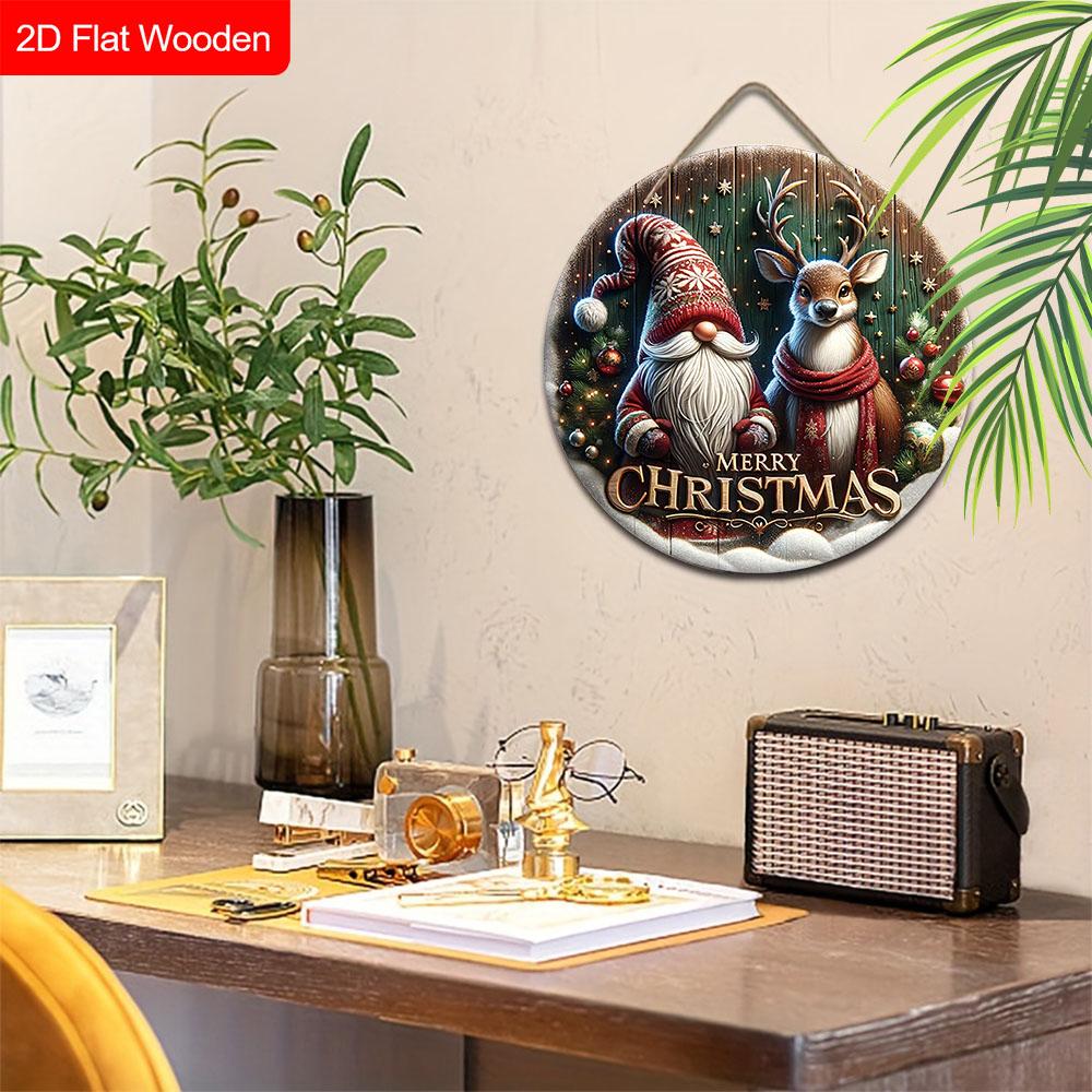 Christmas Wooden Sign Christmas Reindeer Dwarf Merry Christmas Wooden Wreath Sign Christmas Tree Decor Window Yard Indoor Room Decor Christmas Gift