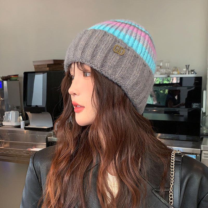 Knitted Warm Hat Ladies Pullover Ear Protector Confinement Windproof Hat Outdoor Cycling Sports Wool Hat Tide