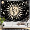 2D Sun and Moon Tapestry Black and White Celestial Wall Hanging Decor