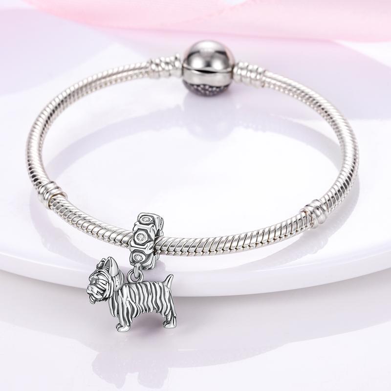 Cute Pomeranian Puppy Pendants Copper Original Beads Fit Original Charms Bracelet Beads Jewelry Gifts For Women