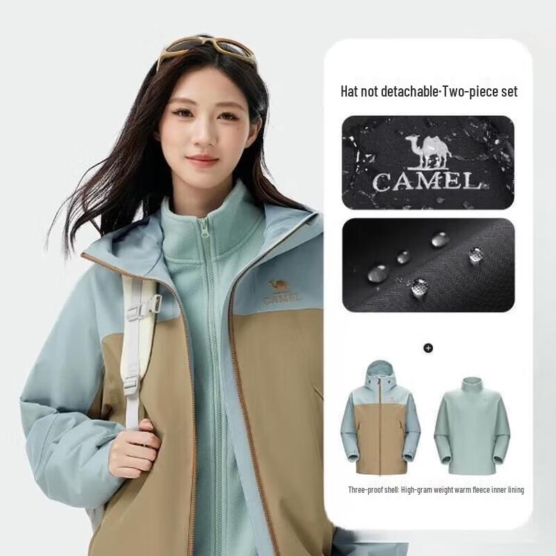 Camel Unisex 3-in-1 Fleece-Lined Jacket M