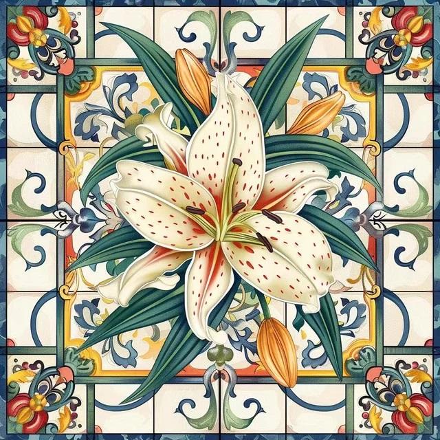 5D Diy Diamond Painting Colorful Mandala White Lily Flower Cross Stitch Full Square Round Picture Mosaic Rhinestones Embroidery