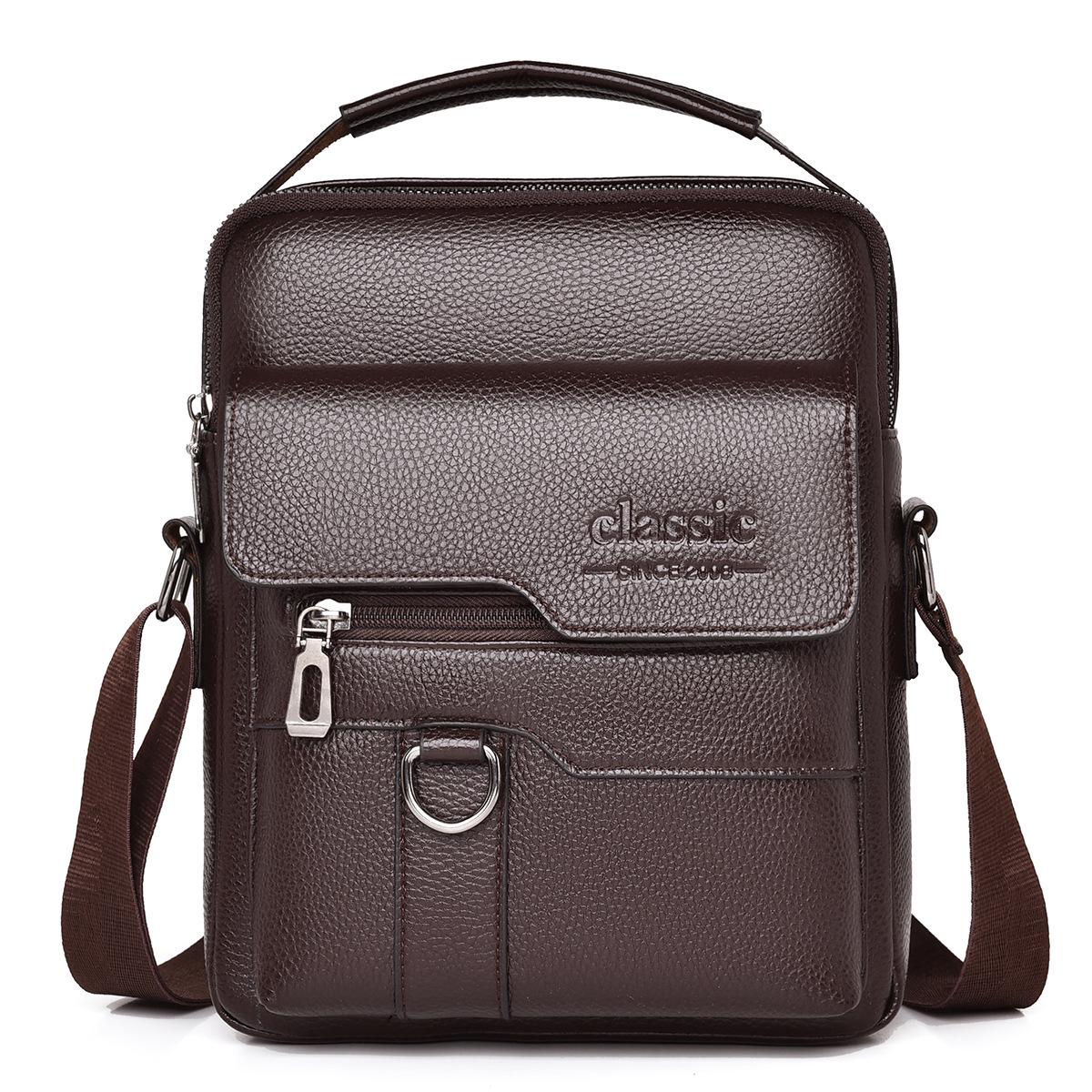 

WEIXEIR Men s Large Waterproof Lychee Grain Crossbody Bag - Multi-functional Business Shoulder Handbag коричневый