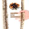 18-Inch Hand-Woven Bohemian Style Clip-In Braids Extension Piece, Bohemian Dreadlock Style, Synthetic Fiber Weave Extension for Women