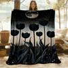 1PC Moonlit Tulips Outdoor Blanket Lightweight Flannel, Soft & Warm, All-Season Use for Sofa, Outdoor, Camping, Living Room, Office58