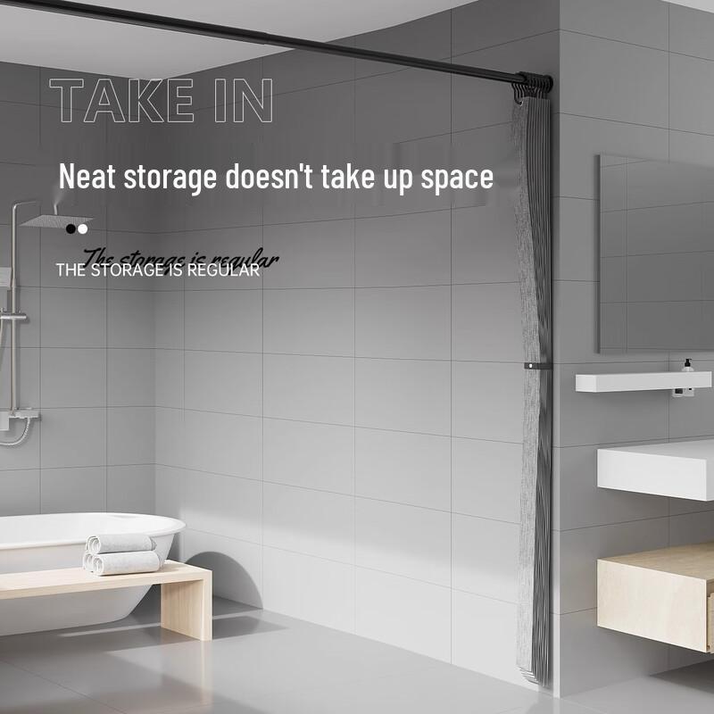 Ansha Magnetisch Opvouwbaar Douchegordijn met Verstelbare Stang