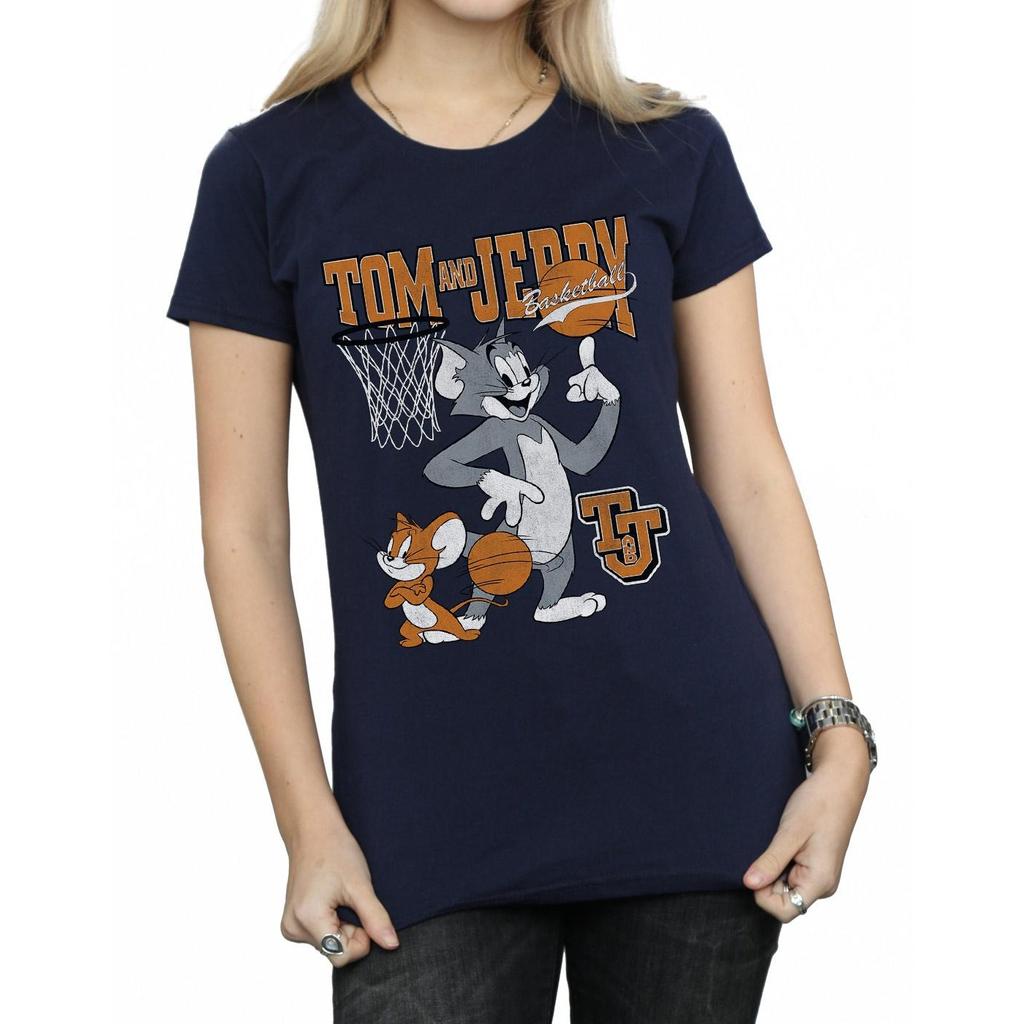 Tom And Jerry Womens/Ladies Spinning Basketball Cotton T-Shirt