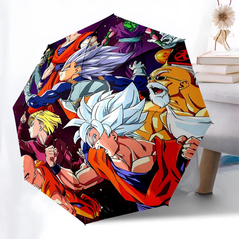 1pc Dragon Ball Z Goku Vegeta Automatic Opening Folding Umbrella - Outdoor Gear for Fans, Travelers, Daily Use, Gift Idea.C058