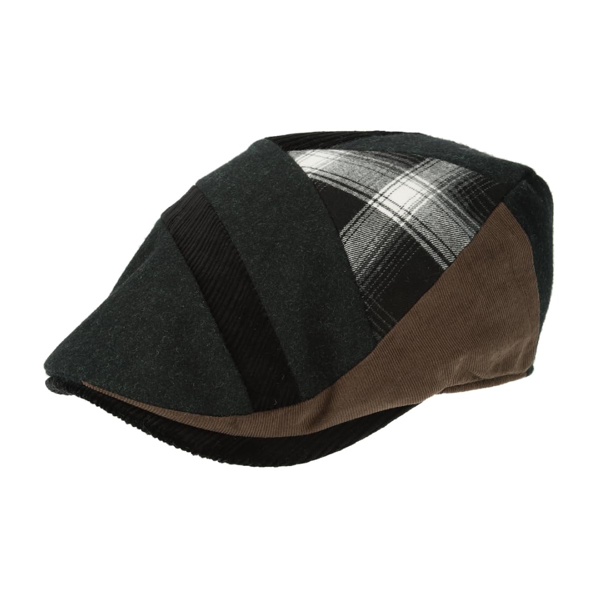 Basic Enchi Patch Fabric Hunting Hat Tonal Mixed Materials Check Hunting One Size Fits Black - Antibacterial, Deodorizing, Functional, Colors, чёрный