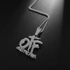 Luxurious Ice Crystal Zirconia Letter Otf Letter Pendant Necklace for Men and Women Fashion Rock Party Birthday Jewelry Gift