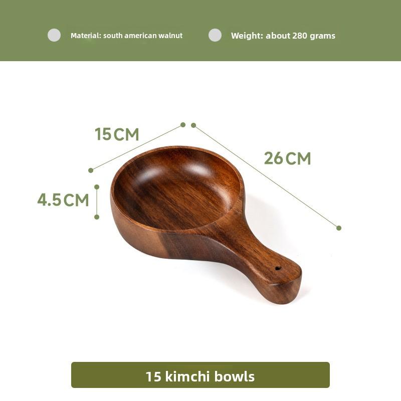 

Japanese Style Zelkova Wooden Bowl Set with Handle for Salad Fruit Pickle Soup Noodle Large Soup Ladle
