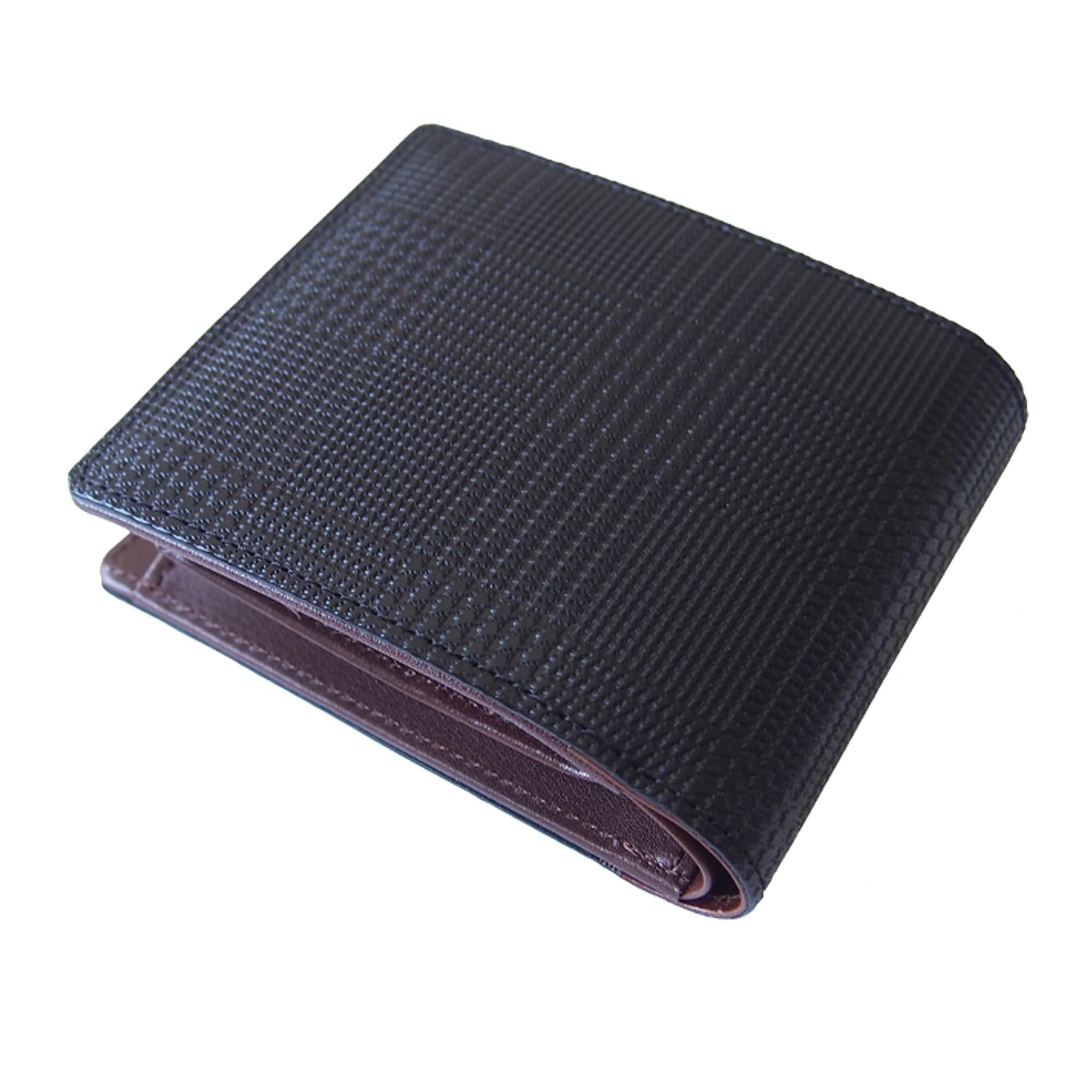 

[leathertone] Tochigi Leather Glen Check Bifold Wallet with Gusset, Coin Purse, and Bill Compartment, Made in Japan, 4LT0009 (Brown)